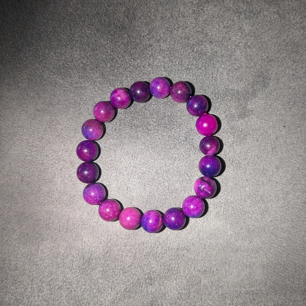 10mm Pink-Purple Agate Bracelet - Picture 3 of 4